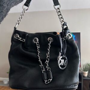 Michael Kors Black Leather Chain Shoulder Bag